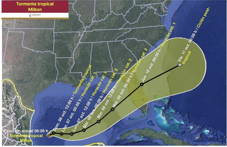 Evolución de 'Milton' esta semana. Foto: Conagua