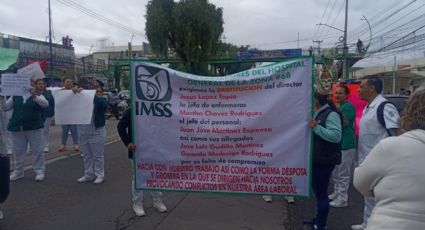 Caos en la Vía Morelos por bloqueo de trabajadores del IMSS frente a la clínica 68