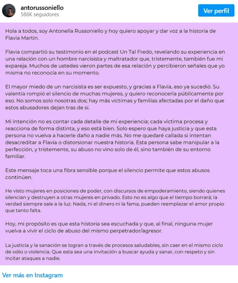 Antonella instó a otras mujeres víctimas de violencia a buscar ayuda para sanar