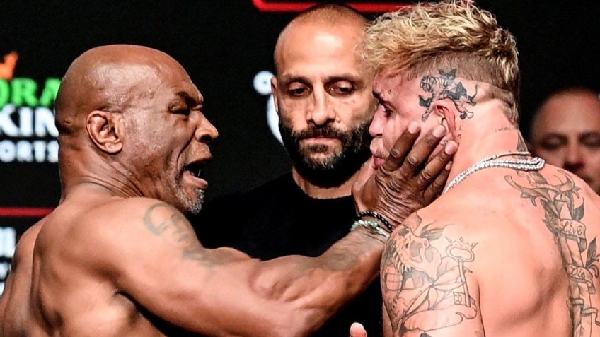 El excampeón mundial de los pesados Mike Tyson golpea a Jake Paul, a tan solo horas de su pelea