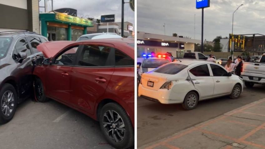 Se registra choque múltiple en la calle Miguel Alemán de Ciudad Obregón; hay lesionados