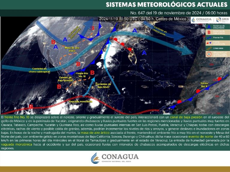 Clima en Sonora para HOY martes 19 de noviembre del 2024. Foto: Conagua Clima