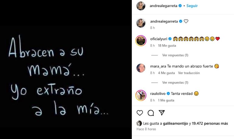 Andrea Legarreta conmueve con mensaje tras la muerte de su madre
