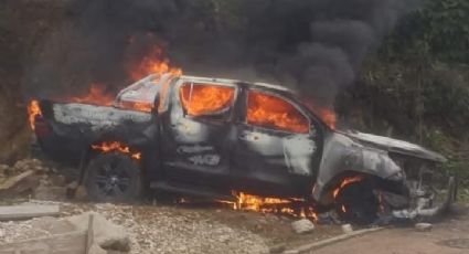 Fotos: Grupo armado incendia camioneta de exdiputada en Chiapas; autoridades investigan