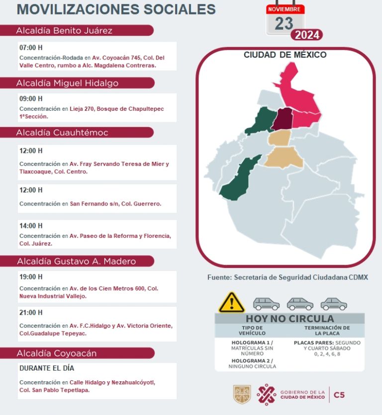 Tráfico en CDMX hoy 23 de noviembre