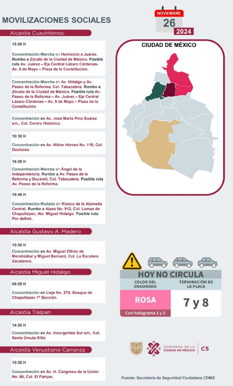 Tráfico en CDMX hoy 26 de noviembre
