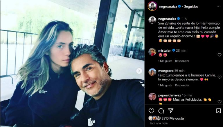 Raúl Araiza felicita a su hija por su cumpleaños
