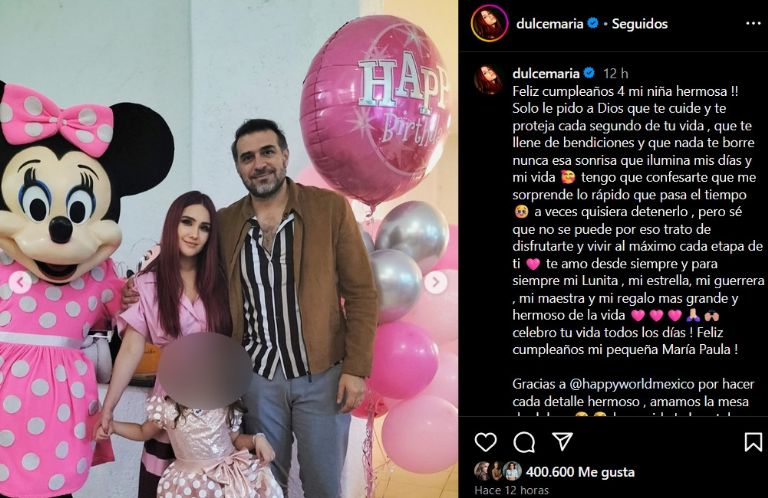Hija de Dulce María celebra su cuarto cumpleaños