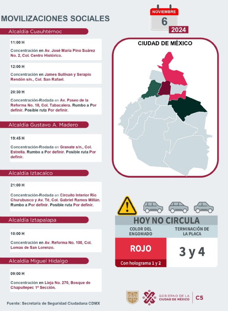 Tráfico en CDMX hoy 6 de noviembre