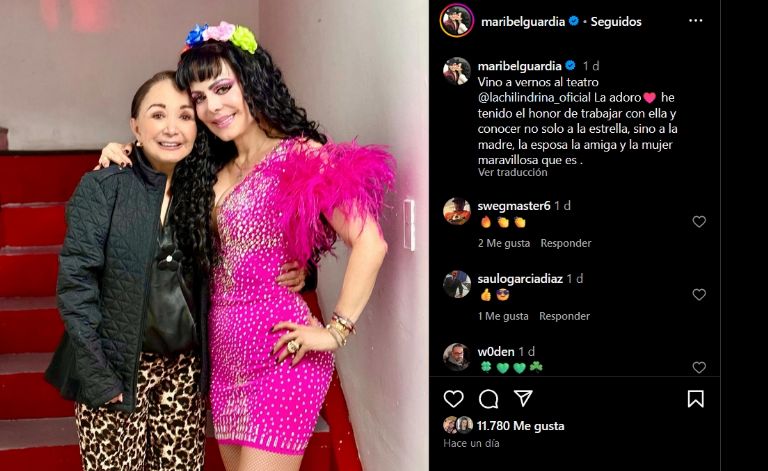 Maribel Guardia presume visita de 'La Chilindrina' al teatro