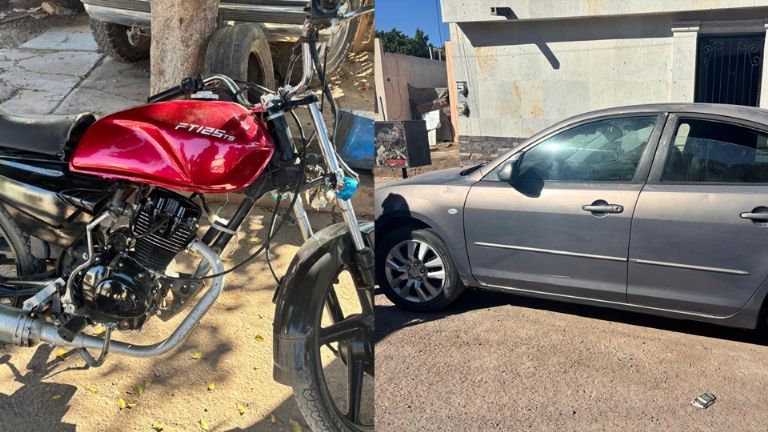 También aseguraron un vehículo y una motocicleta