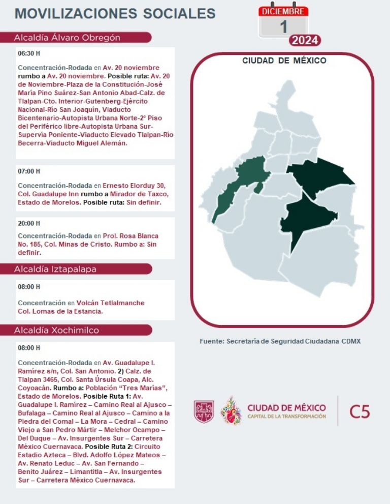 Tráfico en CDMX hoy 1 de diciembre
