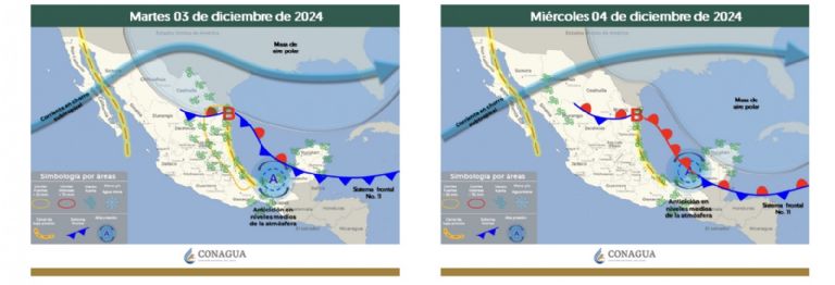 Pronóstico del clima para la primera semana de diciembre. Foto: Conagua