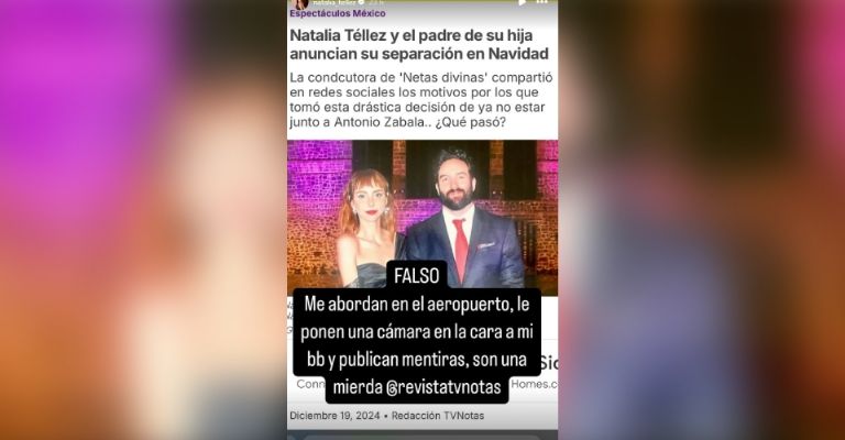 Natalia Téllez arremete contra revista que anunció su separación de Antonio Zabala