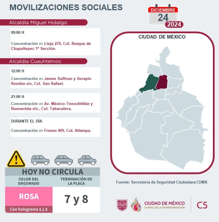 Tráfico en CDMX hoy 24 de diciembre