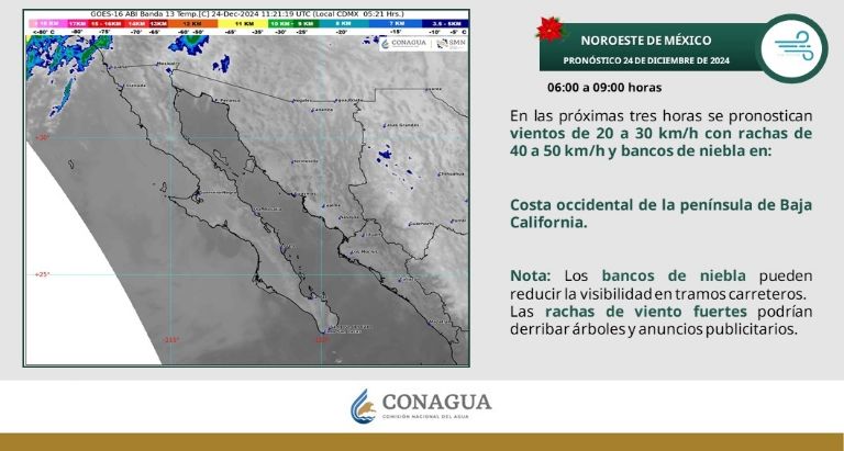 Clima en Sonora para HOY martes 24 de diciembre. Foto: Conagua