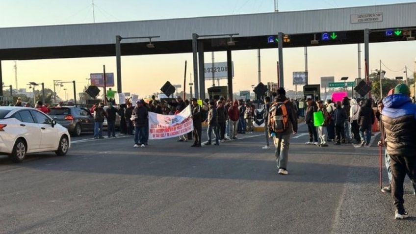Caos en Ecatepec: Trabajadores del Suteym toman la caseta de San Cristobal en la México-Pachuca