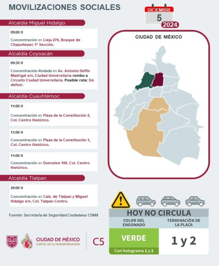 Tráfico en CDMX hoy 5 de diciembre