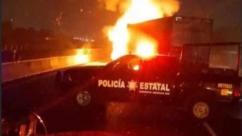 VIDEO: Se incendia tráiler en el Circuito Exterior Mexiquense y genera caos