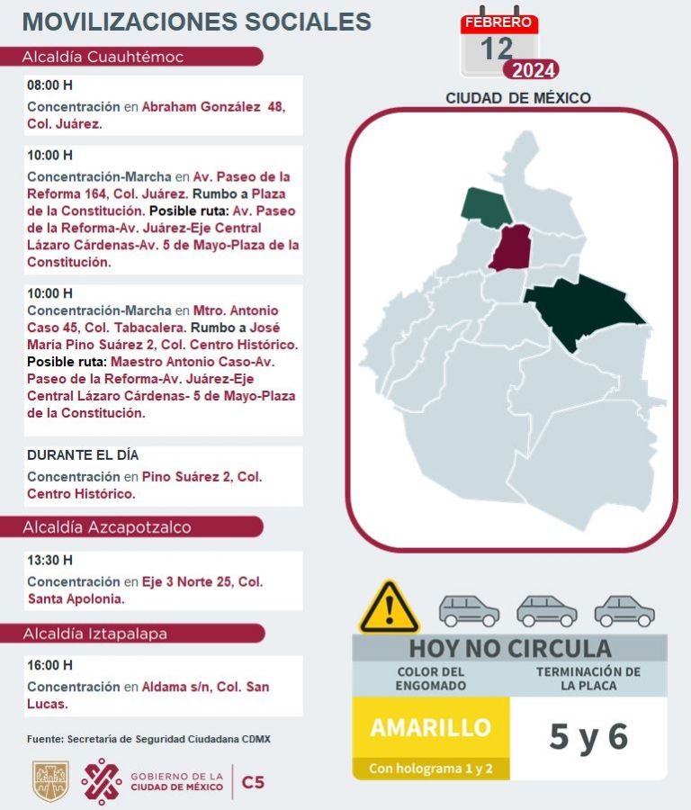 Tráfico en CDMX hoy 12 de febrero