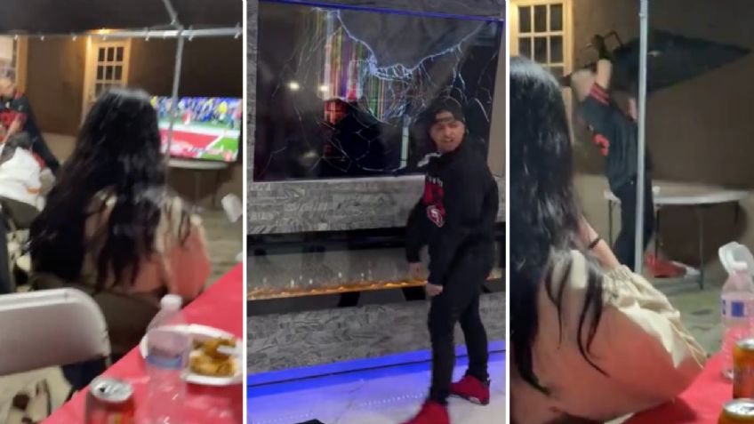 VIDEO: Derrota de 49ers enfurece a fanático y rompe una pantalla con una silla