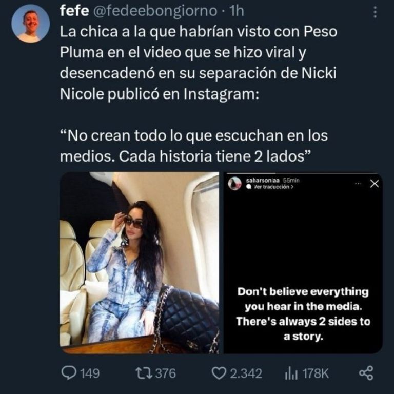 Sonia Sahar responde a Nicki Nicole tras polémica con Peso Pluma