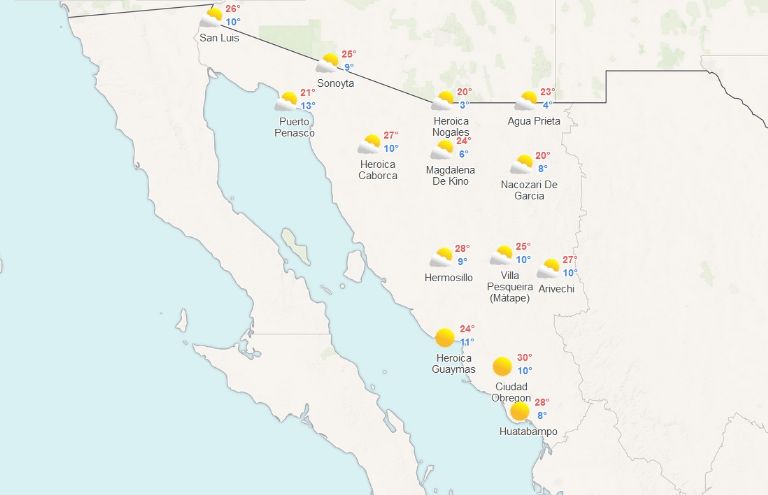 Clima en Sonora para hoy, 18 de febrero