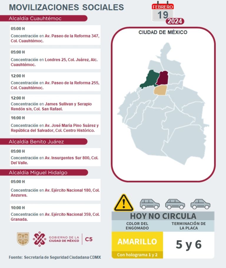 Tráfico en CDMX hoy 19 de febrero