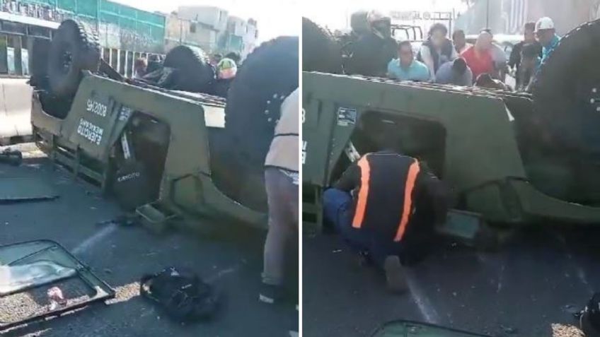 Vuelca vehículo de la Sedena en carretera México-Pachuca; un militar perdió la vida