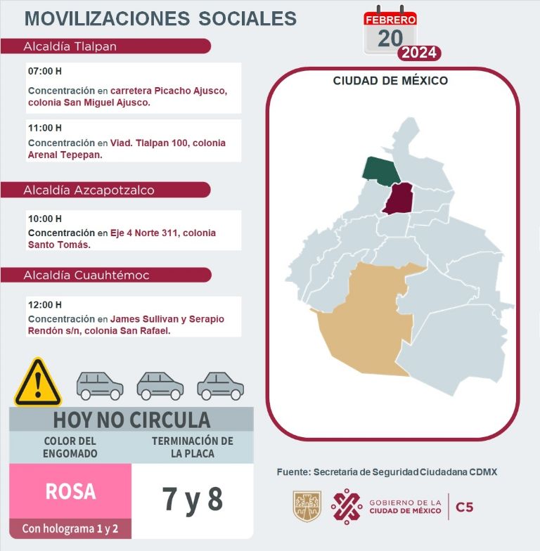 Tráfico en CDMX hoy 20 de febrero
