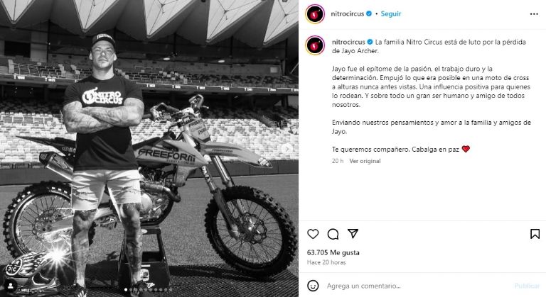 Jayden Archer, motociclista extremo, muere mientras practicaba un nuevo truco