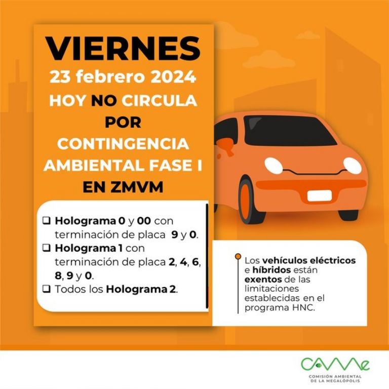 Doble Hoy No Circula de este viernes 23 de febrero. Foto: CAMe