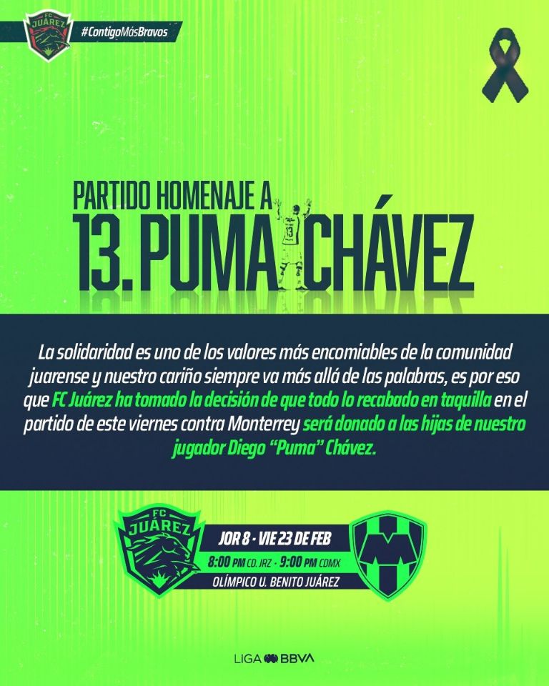 El noble gesto del FC Juárez en apoyo a la familia de Diego 'Puma' Chávez