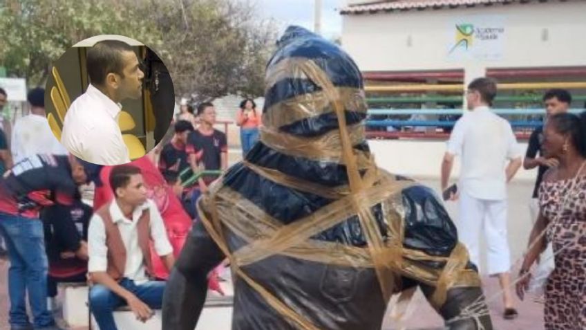 Vandalizan estatua de Dani Alves en Brasil tras ser encontrado culpable de agresión sexual