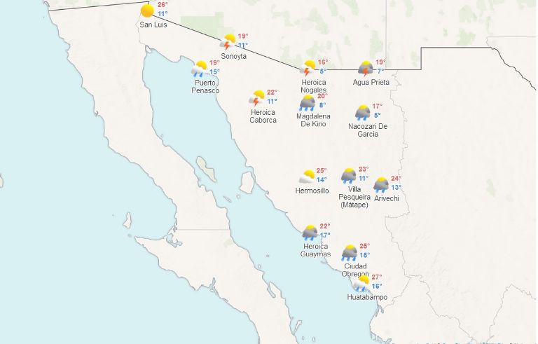 Clima para HOY 28 de febrero en Sonora