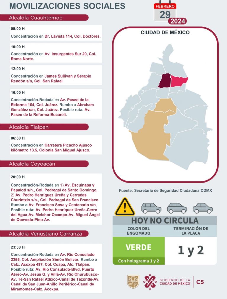 Tráfico en CDMX hoy 29 de febrero