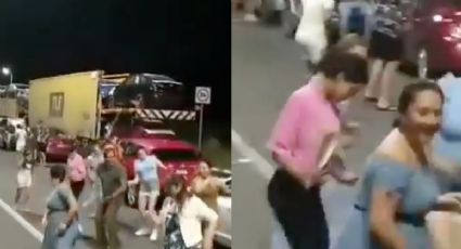 Automovilistas bailan 'Payaso de Rodeo' tras varias horas varados por accidente vial
