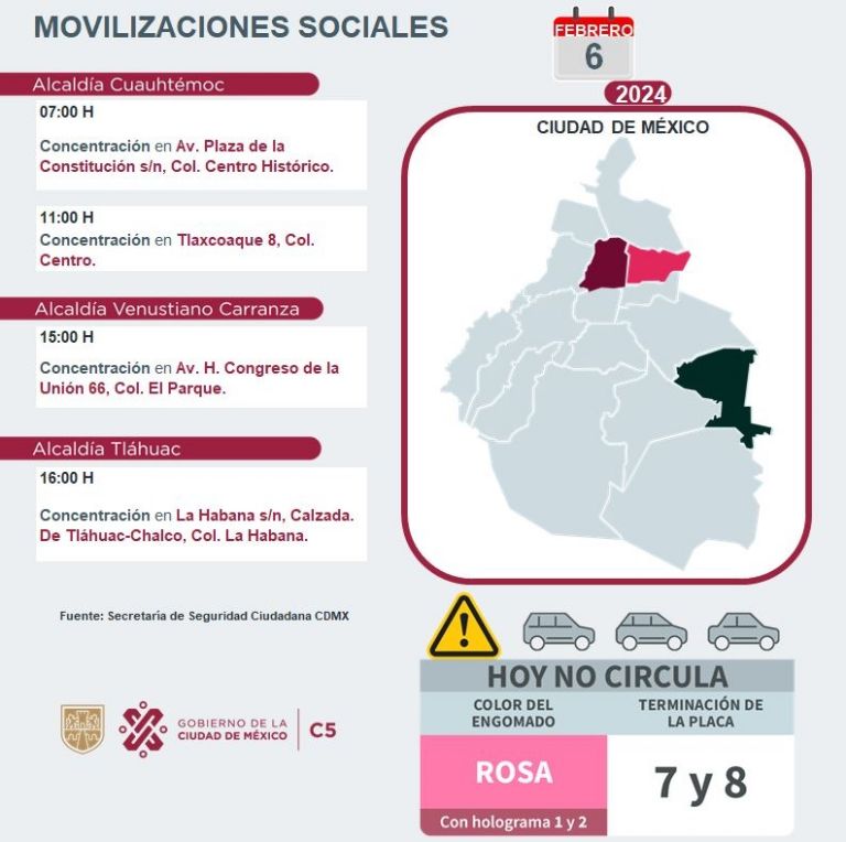 Tráfico en CDMX hoy 6 de febrero