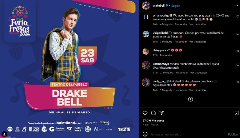 Drake Bell se presenta en la Feria de las Fresas Irapuato 2024