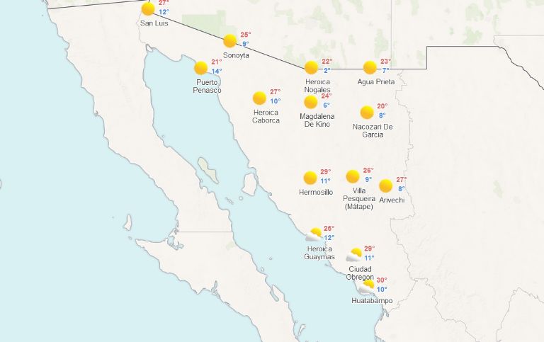Clima para hoy en Sonora