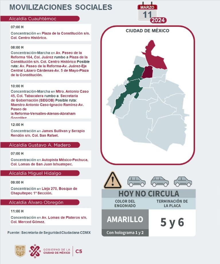Tráfico en CDMX hoy 11 de marzo