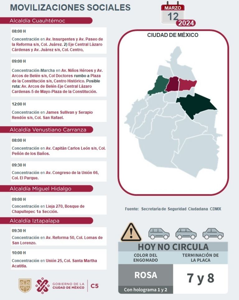 Tráfico en CDMX hoy 12 de marzo