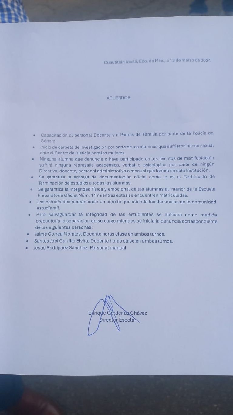 Acuerdos tras la junta de este 13 de marzo en la Prepa 11 de Cuautitlán Izcalli