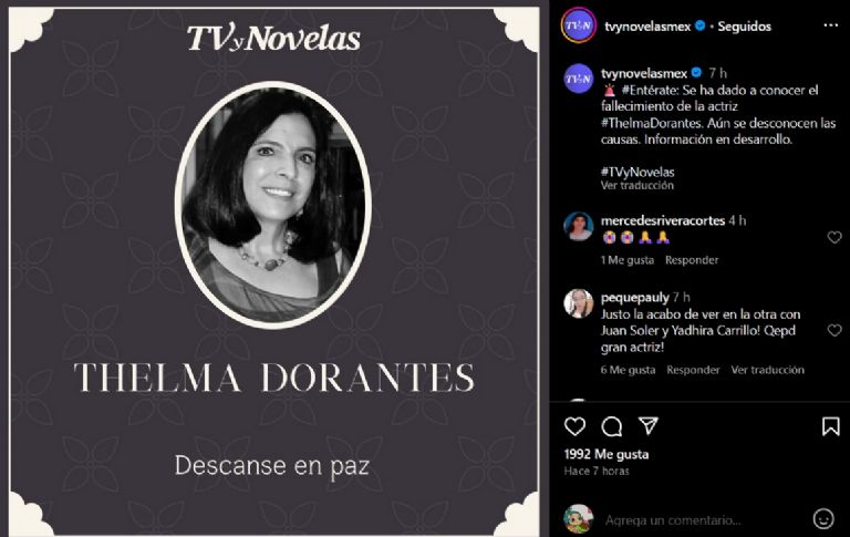 Muere la actriz Thelma Dorantes