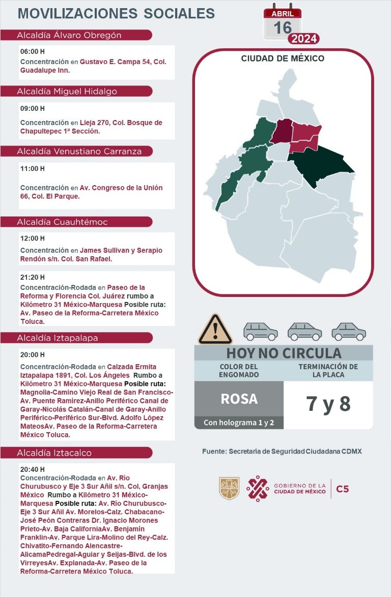 Tráfico en CDMX hoy 16 de abril