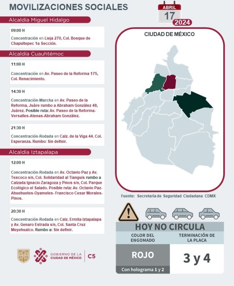 Tráfico en CDMX hoy 17 de abril