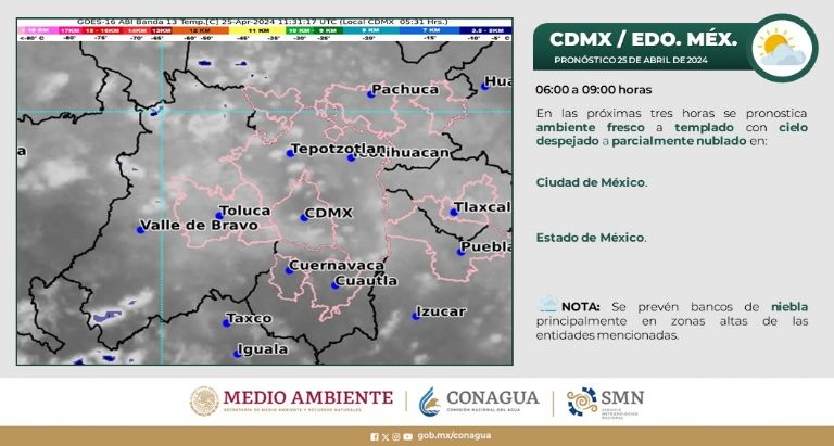 Clima en CDMX hoy 25 de abril