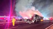 (VIDEO) Fatídico accidente en la México-Puebla: Tráiler arde en llamas tras choque