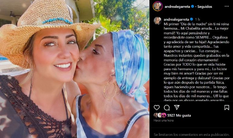 Andrea Legarreta manda doloroso mensaje del Día de las Madres