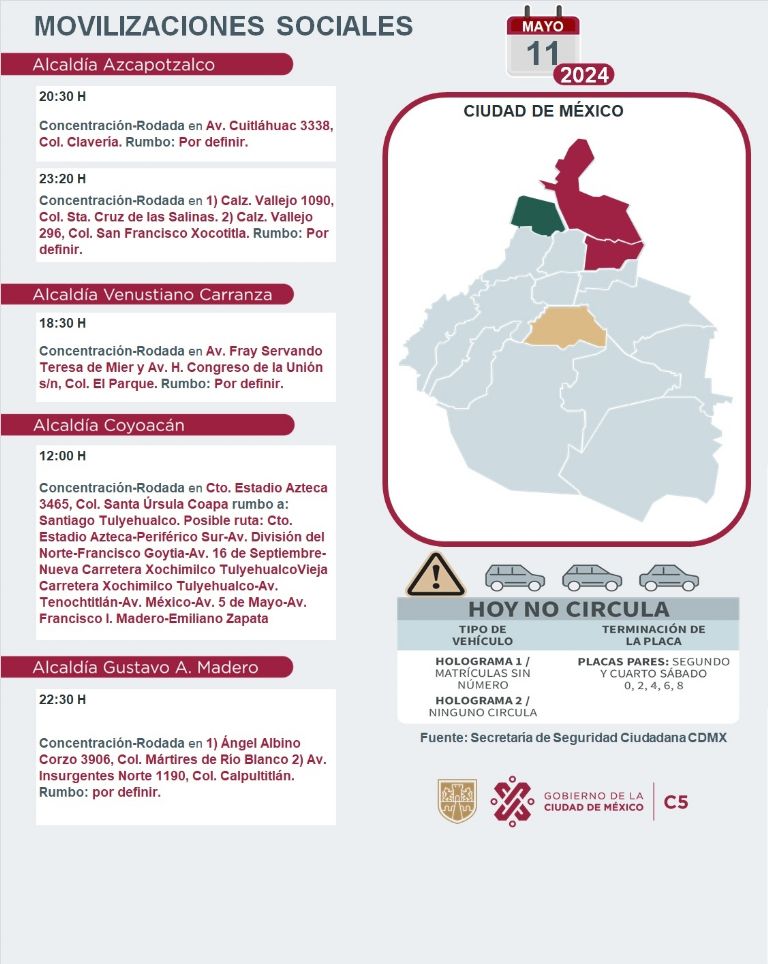 Tráfico en CDMX hoy 11 de mayo